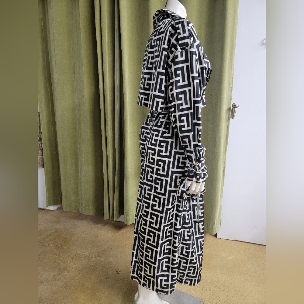 Balmain - Monogram Jacquard Pattern Trench Coat - Picture 2 of 11